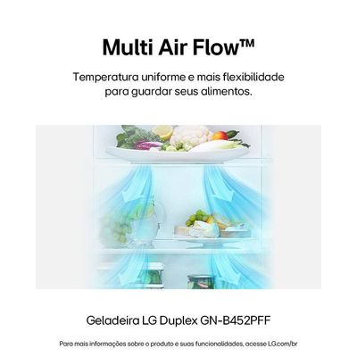 Geladeira LG Frost Free GN-B372PFM Duplex com Tecnologia Smart Inverter, Linear Cooling e Multi Air Flow Inox Look - 375 litros Inox / 110