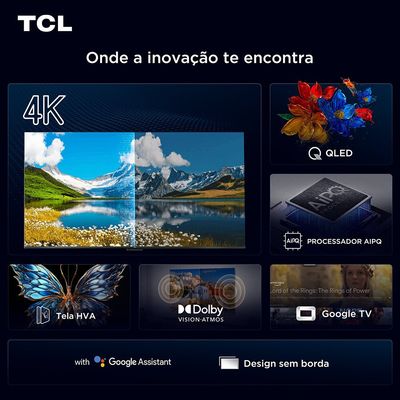 Smart TV TCL 85 Polegadas 4K UHD QLED Google TV - 85P7K Preto / Bivolt