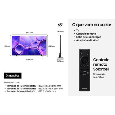 Smart TV 65 Polegadas U8600F 2025 Crystal UHD 4K Samsung UN65U8600FGXZD Preto / Bivolt