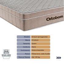 Cama Box Bege E Colchão Airtech Springpocket Molas Ensacadas Queen Ortobom