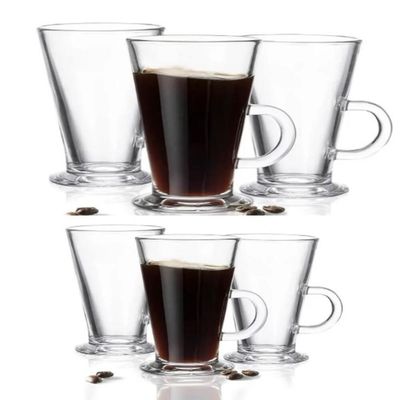 Jogo Com 6 Xícaras De Vidro 265ml – Café, Cappuccino, Chocolate Quente E Sobremesas