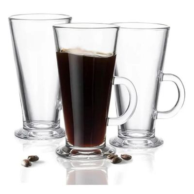 Jogo Com 6 Xícaras De Vidro 265ml – Café, Cappuccino, Chocolate Quente E Sobremesas