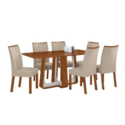 Conjunto Sala De Jantar Mesa Easy Pop Tampo Mdf  6 Cadeiras