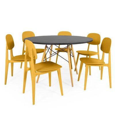 Conjunto Mesa De Jantar Redonda Eiffel 6 Cadeiras Itália.