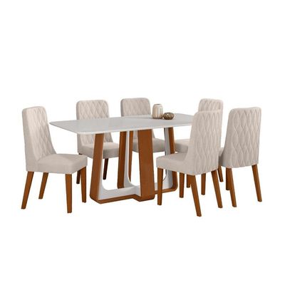 Conjunto Sala De Jantar Mesa Easy Pop 6 Cadeiras Seat Boucle