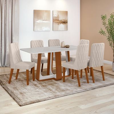 Conjunto Sala De Jantar Mesa Easy Pop 6 Cadeiras Seat Boucle