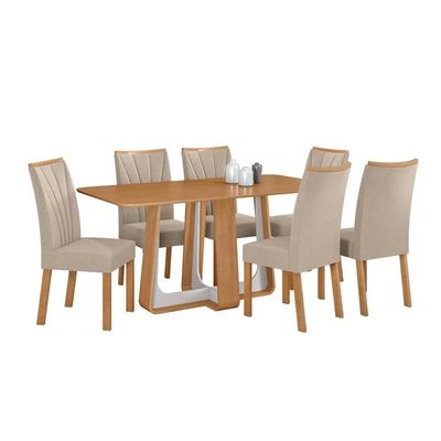 Conjunto Sala De Jantar Mesa Easy PopTampo Mdf- 6 Cadeiras