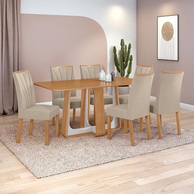 Conjunto Sala De Jantar Mesa Easy PopTampo Mdf- 6 Cadeiras