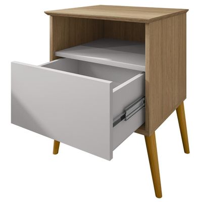 Mesa De Cabeceira 1 Gaveta 45 Cm Cancun Bechara Cinamomo Off White
