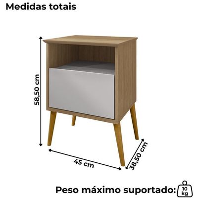 Mesa De Cabeceira 1 Gaveta 45 Cm Cancun Bechara Cinamomo Off White