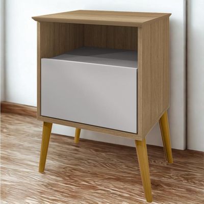 Mesa De Cabeceira 1 Gaveta 45 Cm Cancun Bechara Cinamomo Off White