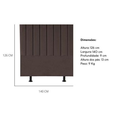 Cabeceira Estofada Cama Casal Box140 Cm Luna Linho E Frame Marrom