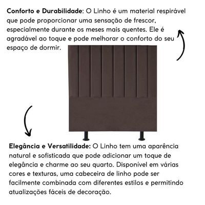 Cabeceira Estofada Cama Casal Box140 Cm Luna Linho E Frame Marrom