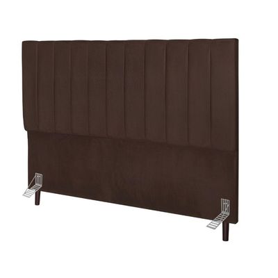 Cabeceira Estofada Cama Casal Box140 Cm Luna Linho E Frame Marrom