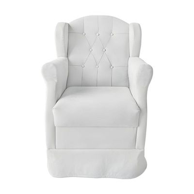 Poltrona Decorativa Amamentação Balanço Puff Bebê Corino Branco
