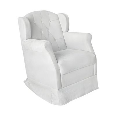 Poltrona Decorativa Amamentação Balanço Puff Bebê Corino Branco