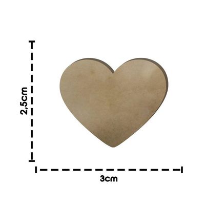 Kit 50 Corações Decorativos Aplique Mdf 3Mm Corte Laser