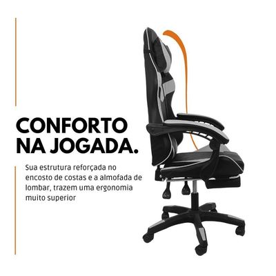 Cadeira Gamer Stillus Ergonômica Com Apoio Para Os Pés - Preto E Branco