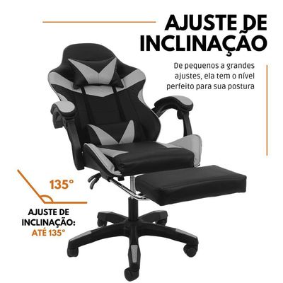 Cadeira Gamer Stillus Ergonômica Com Apoio Para Os Pés - Preto E Branco