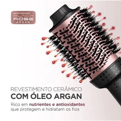 Escova Secadora Mondial Black Rose Argan ES-14 Bivolt
