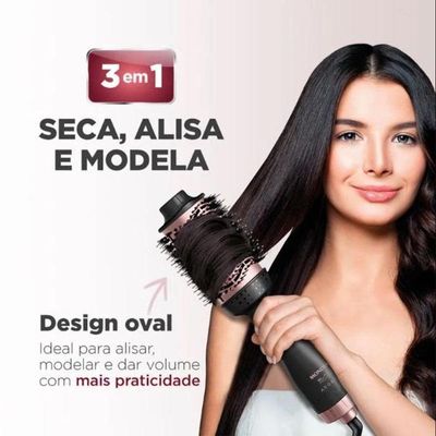 Escova Secadora Mondial Black Rose Argan ES-14 Bivolt