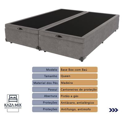 Airtech Colchão Ortobom Queen Com Baú Bege Springpocket Cinza