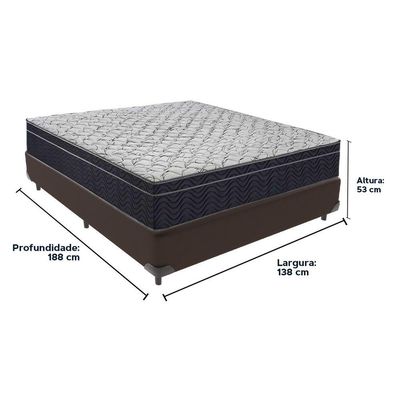 Cama + Box Casal Colchão Ortobom D45 Airtech Extra Firme Marrom