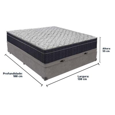Kit Casal Cama Bege Box Baú Colchão Extra Firme Ortobom D45 Cinza