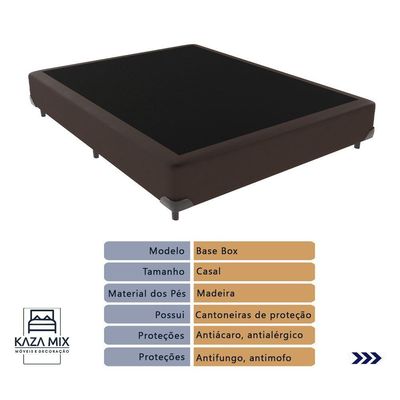 Cama + Box Casal Colchão Ortobom D45 Airtech Extra Firme Marrom
