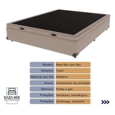 Kit Casal Cama Bege Box Baú Colchão Extra Firme Ortobom D45