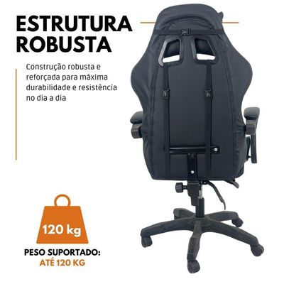 Cadeira Gamer Stillus Ergonômica Com Apoio Para Os Pés - Preto