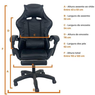 Cadeira Gamer Stillus Ergonômica Com Apoio Para Os Pés - Preto