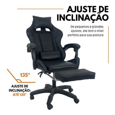 Cadeira Gamer Stillus Ergonômica Com Apoio Para Os Pés - Preto