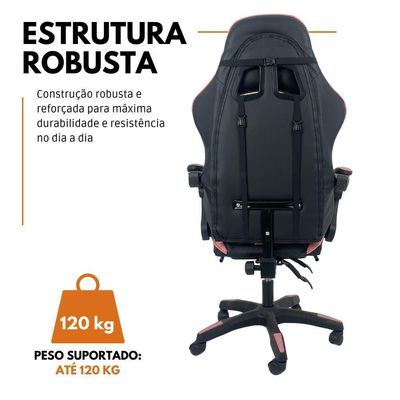 Cadeira Gamer Stillus Ergonômica Com Apoio Para Os Pés - Rosa E Branco