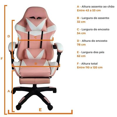 Cadeira Gamer Stillus Ergonômica Com Apoio Para Os Pés - Rosa E Branco