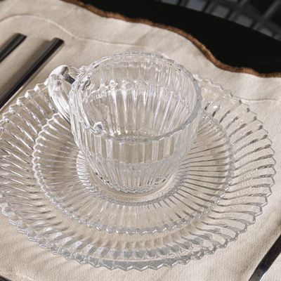 Conjunto 4 Xícaras de Chá Wolff Império 220ml com Pires Cristal Design Clássico Transparente