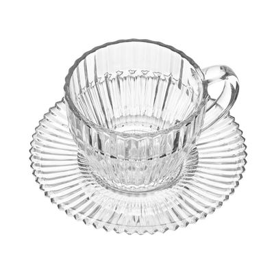 Conjunto 4 Xícaras de Chá Wolff Império 220ml com Pires Cristal Design Clássico Transparente