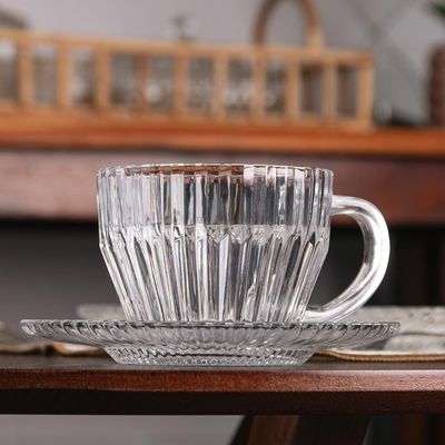 Conjunto 4 Xícaras de Chá Wolff Império 220ml com Pires Cristal Design Clássico Transparente