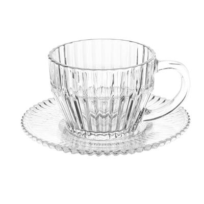 Conjunto 4 Xícaras de Chá Wolff Império 220ml com Pires Cristal Design Clássico Transparente