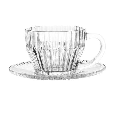Conjunto 4 Xícaras de Chá Wolff Império 220ml com Pires Cristal Design Clássico Transparente