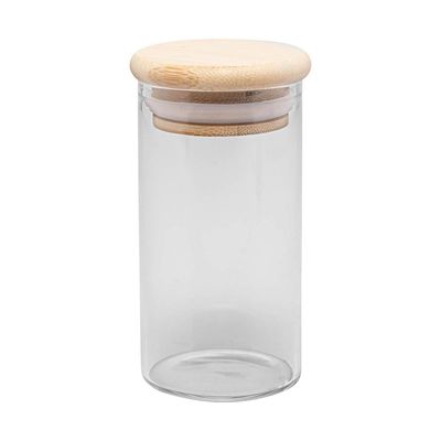 Porta Mantimento Wolff 120ml Vidro Borossilicato com Tampa Bambu Elegante Transparente