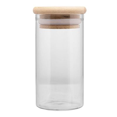 Porta Mantimento Wolff 120ml Vidro Borossilicato com Tampa Bambu Elegante Transparente