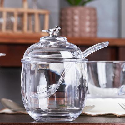 Açucareiro com Colher e Tampa Wolff Bird 150ml Cristal Ecológico Transparente