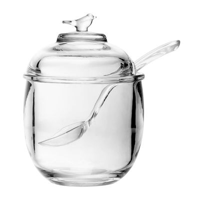 Açucareiro com Colher e Tampa Wolff Bird 150ml Cristal Ecológico Transparente
