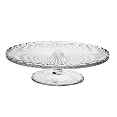 Prato para Bolo com Pé Wolff Bangkok 29x21cm Vidro com Tampa Base Elegante Transparente