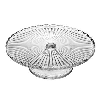 Prato para Bolo com Pé Wolff Bangkok 29x21cm Vidro com Tampa Base Elegante Transparente
