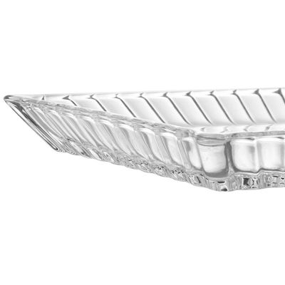 Travessa com Pé Wolff Lys Cristal 34x17x11cm Design Retangular Pé Elevado Transparente