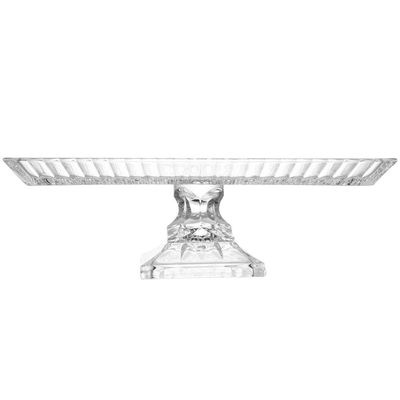 Travessa com Pé Wolff Lys Cristal 34x17x11cm Design Retangular Pé Elevado Transparente