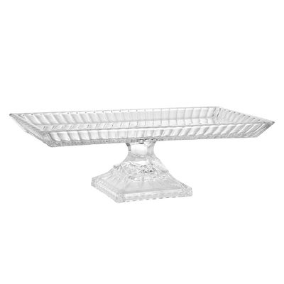 Travessa com Pé Wolff Lys Cristal 34x17x11cm Design Retangular Pé Elevado Transparente