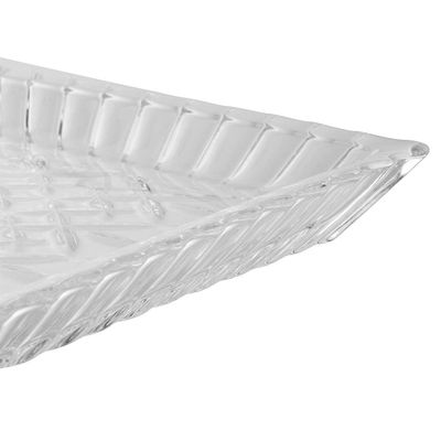 Travessa com Pé Wolff Lys Cristal 34x17x11cm Design Retangular Pé Elevado Transparente